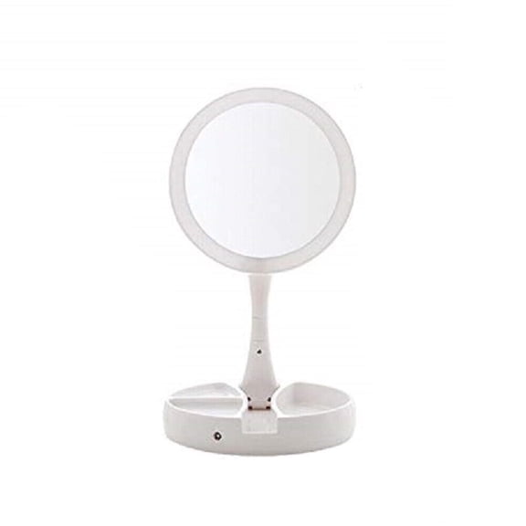 US 1 Pc Double Sided Magnifying LED Vanity Mirror Height Adjustable Foldable