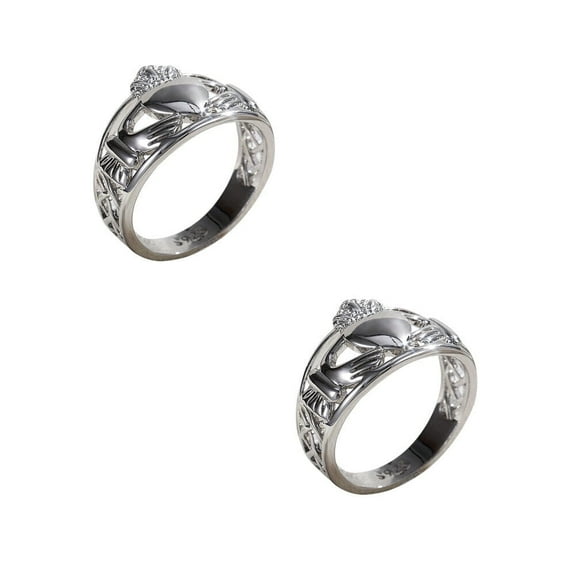 US 1 Pc Stainless Steel Mens Celtic Irish Claddagh Wedding Band Ring Size 6-10