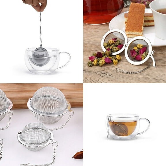 US 1-2 Pc Stainless Steel Mesh Tea Ball Strainer Diffuser Steeper Lock Filtering