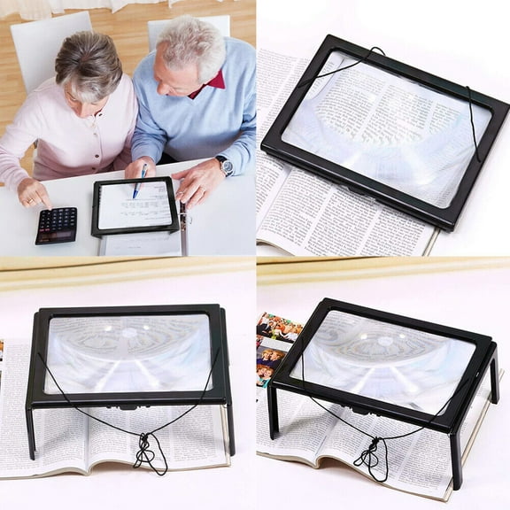 US 1-2 Pcs Magnifier LED Lighted Illuminated Foldable Desktop Portable For Elder