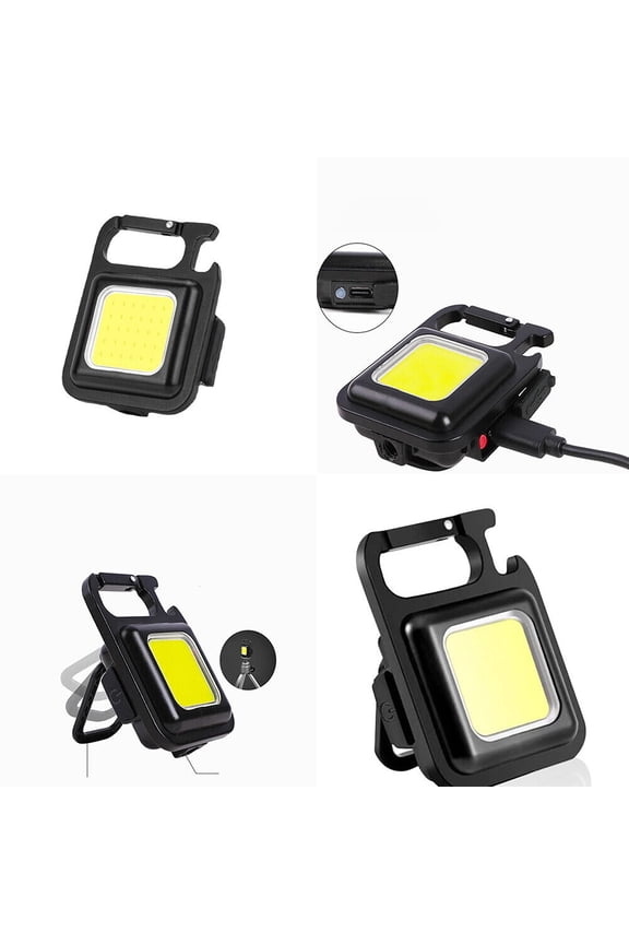 1-2 Pcs Mini Keychain Flashlight Portable COB Rechargeable Work Light