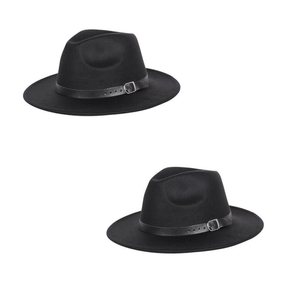 US 1 Pcs Wide Brim Fedora Hat Water Resistant Leather Band Winter Fall Western