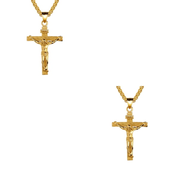 US 1-3 Pack Stainless Steel Jesus Christ Crucifix Cross Pendant Necklace For Men