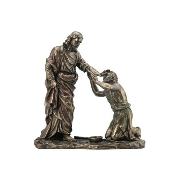 US 10.38 Inch Jesus Healing Blind Man Cold Cast Bronze Figurine