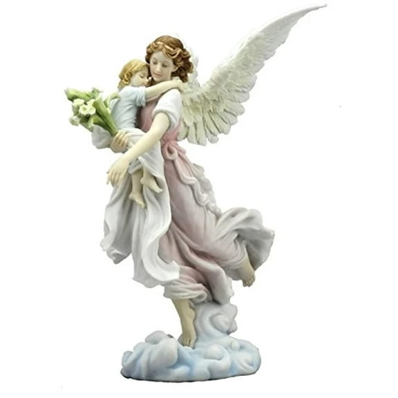 US 10.63 Inch The Guardian Angel Decorative Figurine, Pastel Color