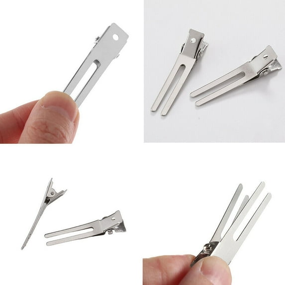 US 100-200 Pc Double Prong Clips Alligator Hair Hairdressing Curl Setting Barber