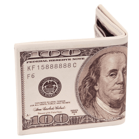 US 100 Dollar Bill Wallet Leather Credit Card Photo Holder