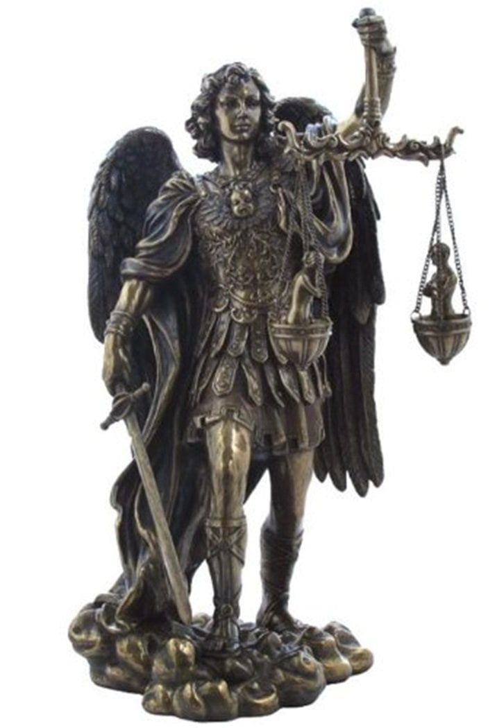 Bronze 11" St. Michael Archangel Statue with Scales