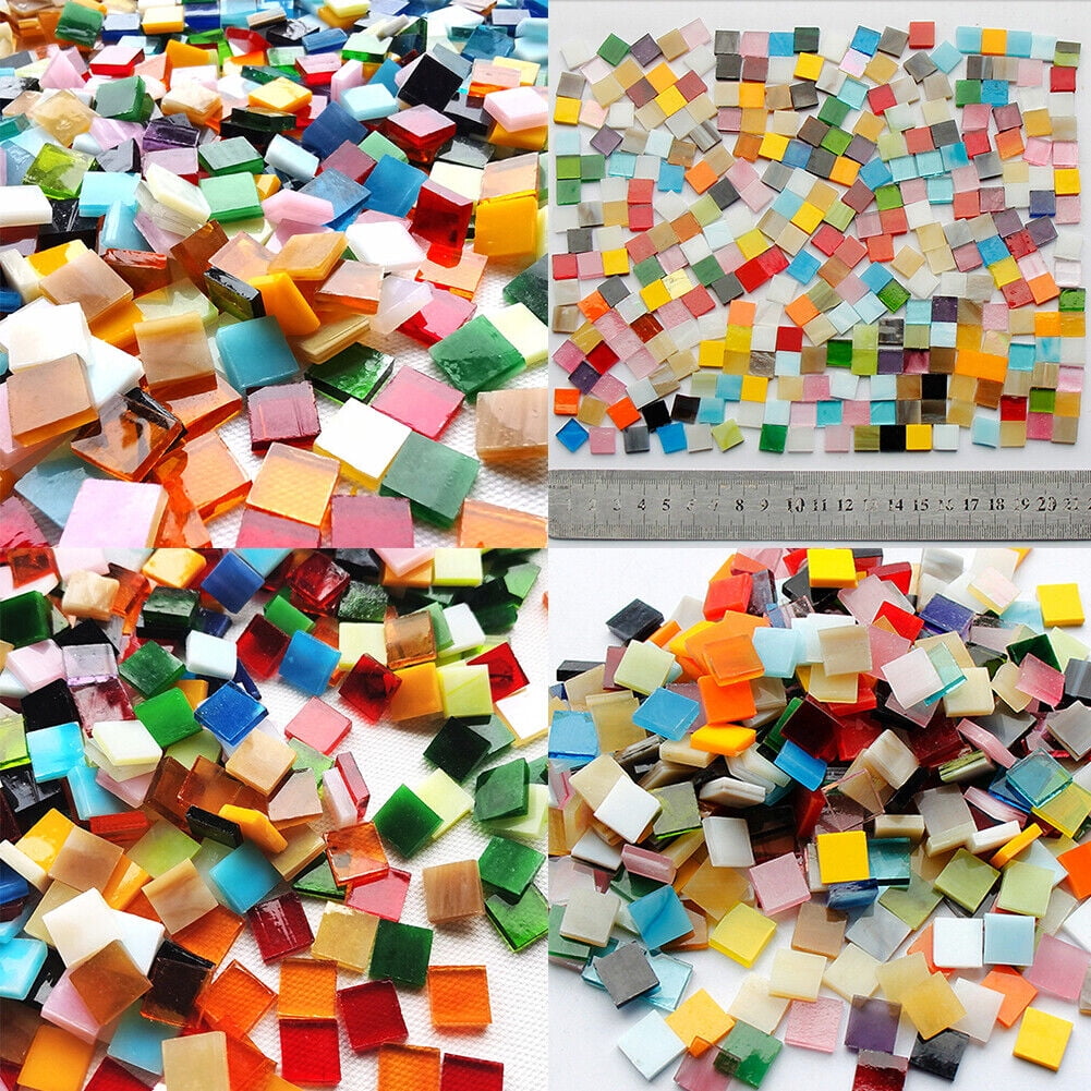 US 1100Pack Mosaic Tile Crafts Textured Stained Glass Decorations Assorted Color