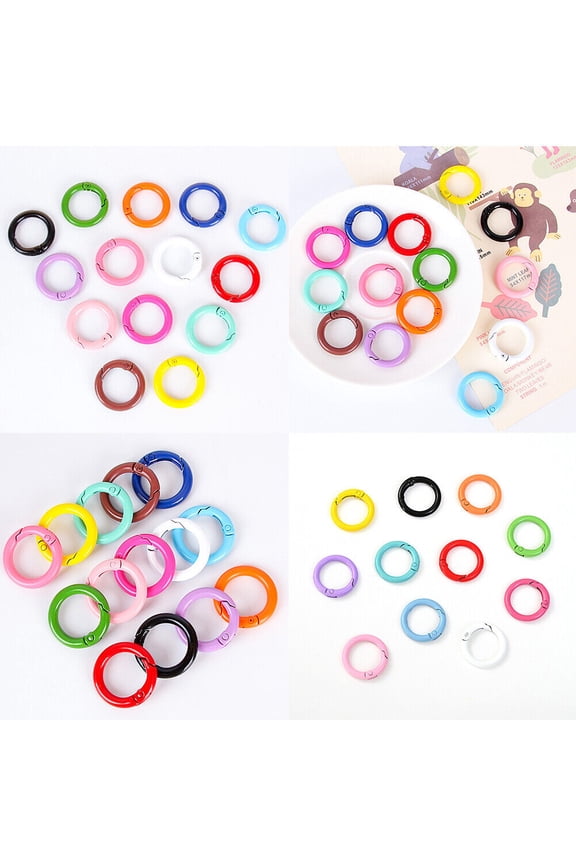 US 12-24Pc Spring O Rings Round Carabiner Snap Clip 28MM Zinc Alloy Round Key