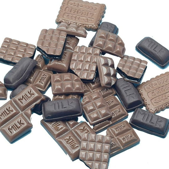 US 15~100 Pc Slime Bread Candy Flatbacks Resin Flat Back Scrapbooking Charms DIY (Chocolate, 30 Pcs)
