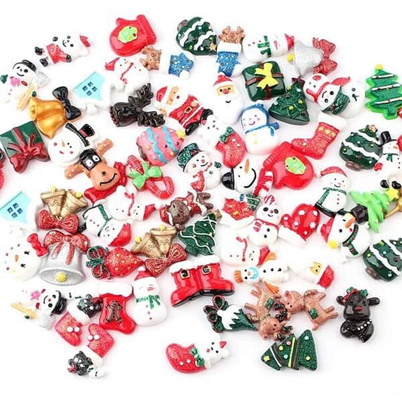 US 15~100 Pc Slime Bread Candy Flatbacks Resin Flat Back Scrapbooking Charms DIY (Christmas, 50 Pcs)