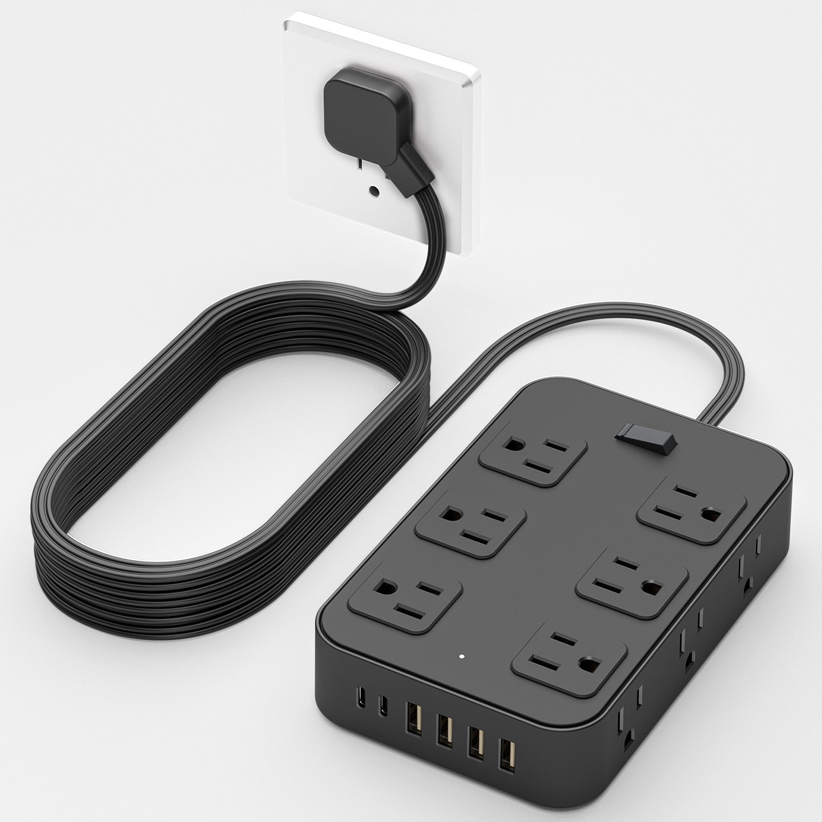US 18 in 1 Charging Station Power Strip Flat Plug with 12 Outlets 6 USB Flat Plug Outlet Extender for Home Office Dorm