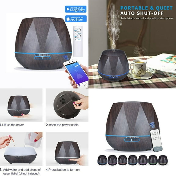 US 18 oz Essential Oil Diffuser,6 In 1 Aromatherapy Ultrasonic Mist Humidifier