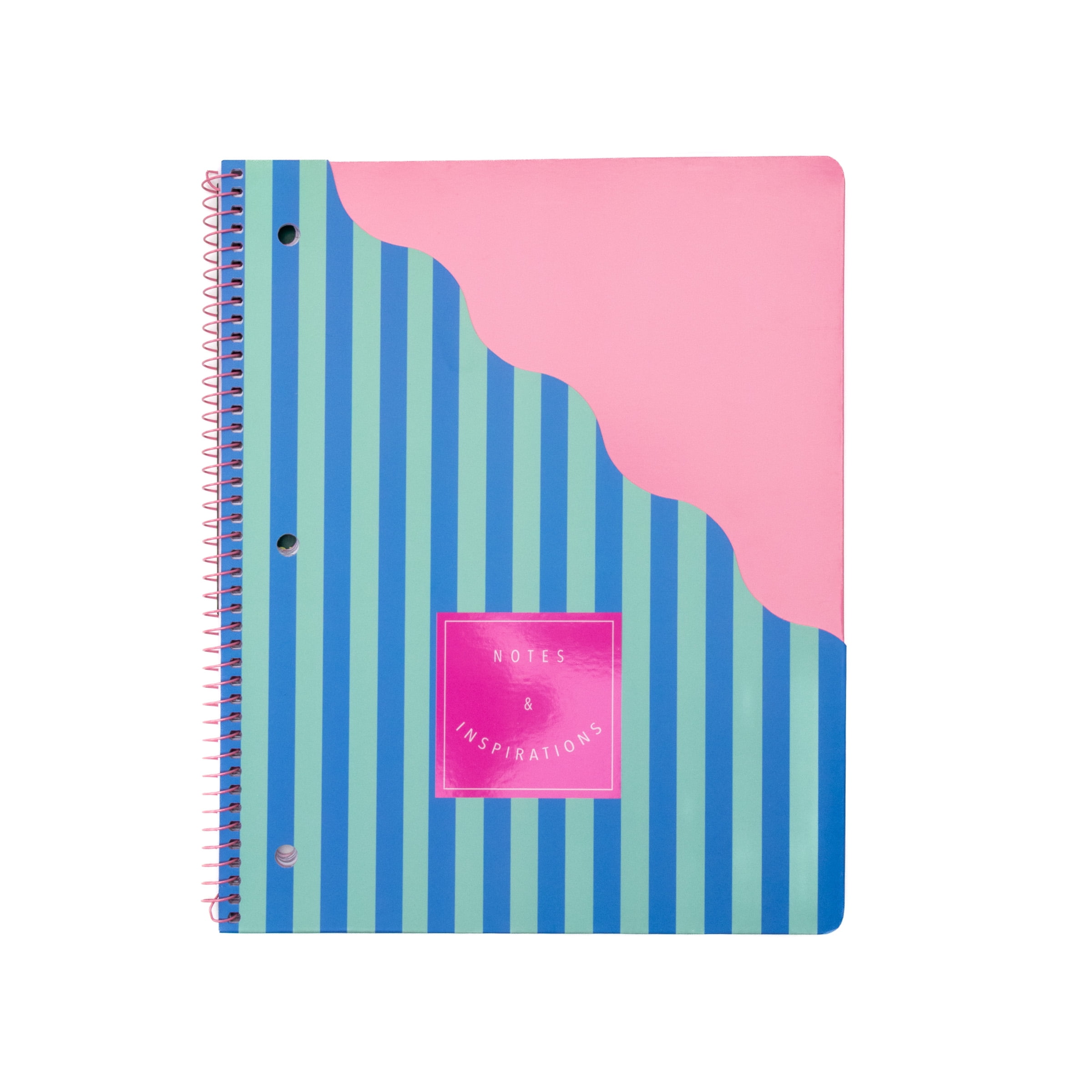 Ecokind by U Style Striped 1 Subject Notebook with Front Pocket, College Rule, 8.5" x 10.5", 80 Sheets
