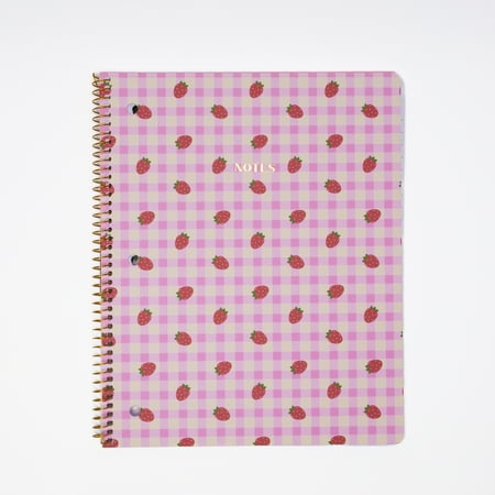 Ecokind by U Style Strawberry 1 Subject Notebook, Wide Rule, 8.5" x 10.5", 80 Sheets