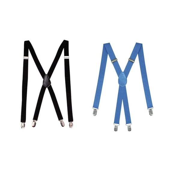 US 2 Pack Suspenders X-Back Wide Adjustable Solid Straight Heavy Duty Adults