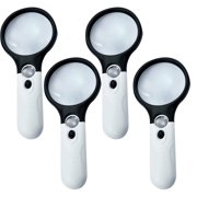 US 2-4 Pc 3-LED Light Magnifier Jewelry Loupe Lens 45X Handheld Magnifying Glass
