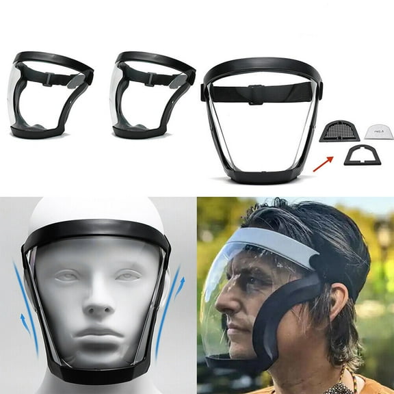 US 2-4 Pc Full Face Shield Protective Anti-fog Transparent High-Definition Cover