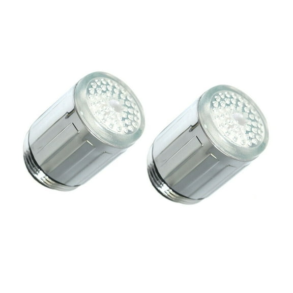 US 2 Pc LED Water Stream Faucet 7 Colors Changing Light Shower Spout Sink Tap