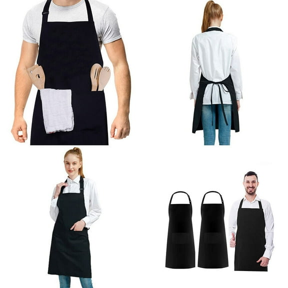 US 2-4 Pc Waterproof Rubber Vinyl Apron with 2 Pockets Dishwashing For Kitchen