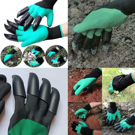 US 2-4Pairs Gardening Digging Planting Pruning Tools 4 Claws Garden Genie Gloves
