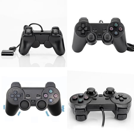 US 2 Pack Controller For PlayStation 2 PS2 Wired Black Joystick Joypad