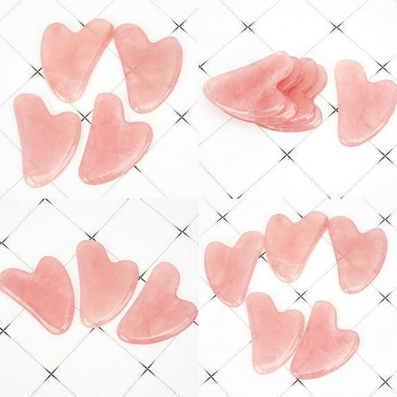 US 2 Pc Rose Quartz Gua Sha Massage Crystal Stone Tool Approx 60x80mm