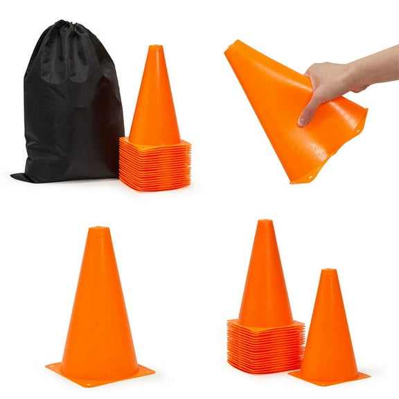 US 20-40 Pcs 9" Inch Orange Cones Sports Soccer Agility Training Equipment