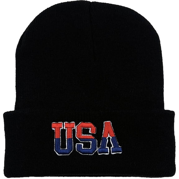 US 250th Anniversary Beanie Winter Knitted Hat Outdoor Warm Cap for Walking Snow Sports Cold Weather Activities Accessory (Black-1)