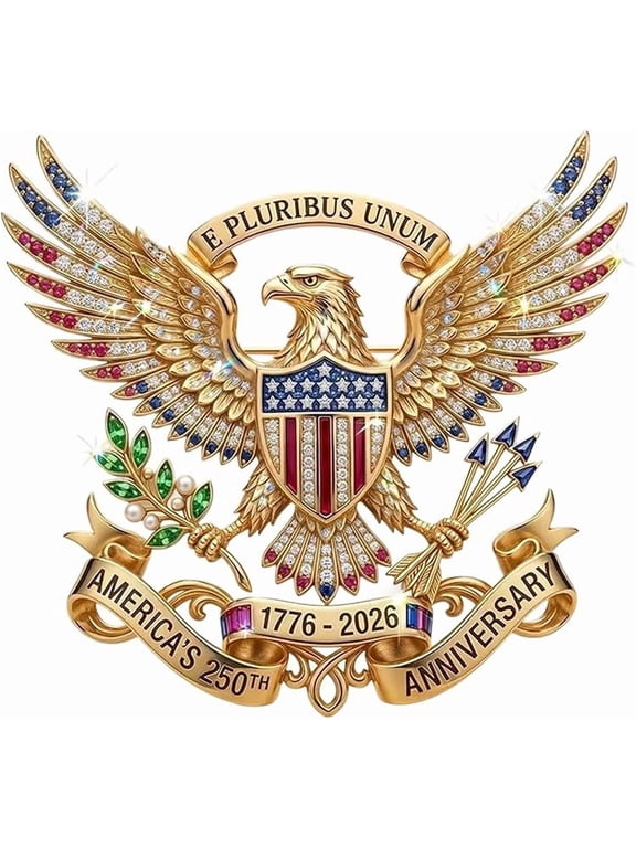 US 250th Anniversary Brooch Pin, America 250th Commemorative Enamel Lapel Pin, 1776-2026 Patriotic Eagle Rhinestone Badge, Veterans Gift1Pcs