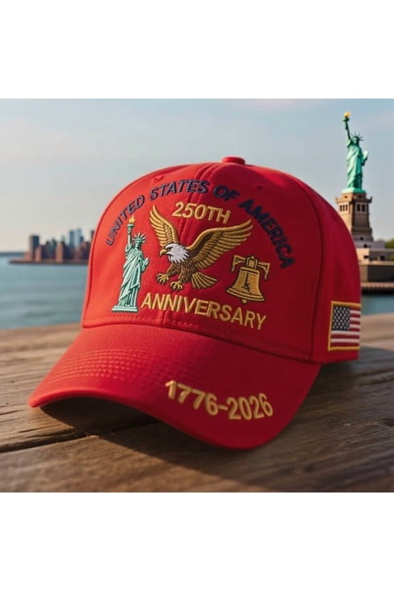 US 250th Anniversary Cap, Adjustable Marine Corps 250th Anniversary Hat Eagle Print Patriotic Baseball Cap for Men Women (1PCS, Red)
