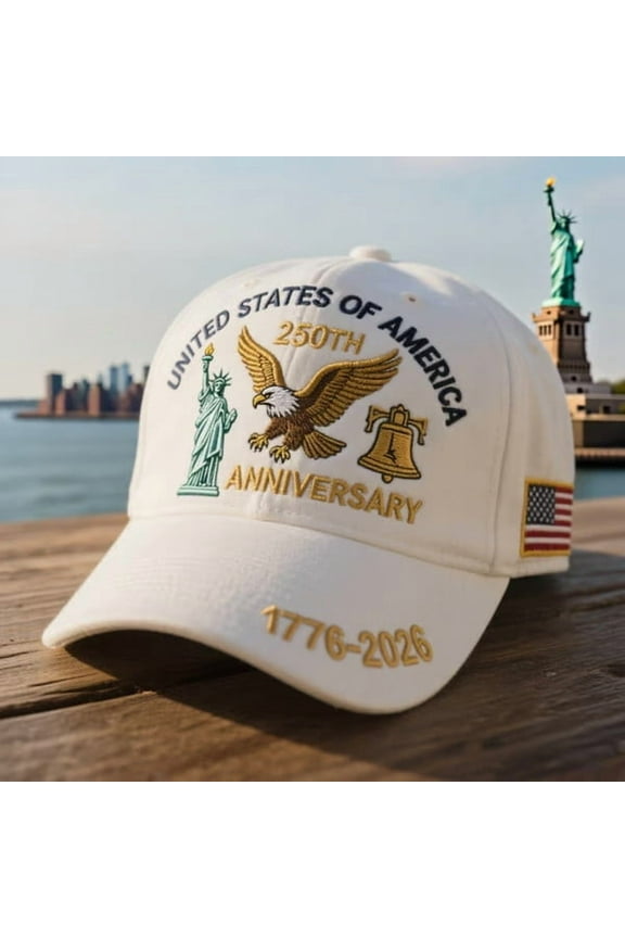US 250th Anniversary Cap, Adjustable Marine Corps 250th Anniversary Hat Eagle Print Patriotic Baseball Cap for Men Women (2PCS, White)