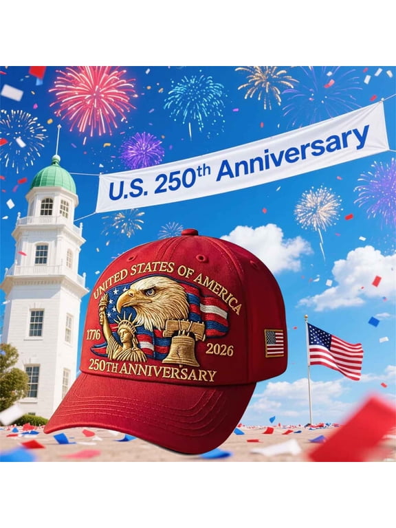 US 250th Anniversary Cap, Adjustable Marine Corps 250th Anniversary Hat Eagle Print Patriotic Baseball Cap for Men Women