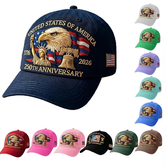 US 250th Anniversary Cap – United States 250th Anniversary Hat, Adjustable Bald Eagle Printed Patriotic Baseball Cap for Men Women Multi (Brown)