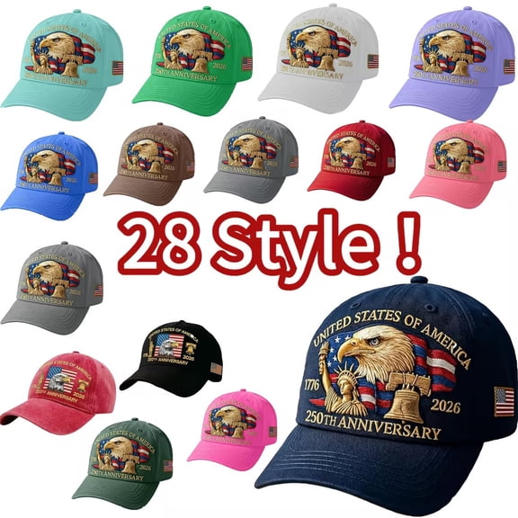 US 250th Anniversary Cap – United States 250th Anniversary Hat, Adjustable Bald Eagle Printed Patriotic Baseball Cap for Men Women Multi (Cyan)