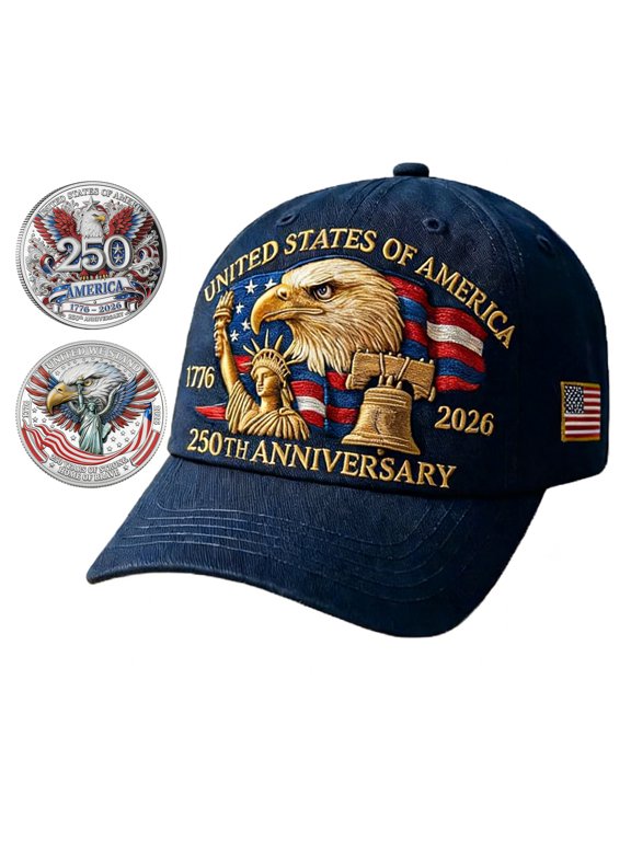 US 250th Anniversary Cap with Badge,1776-2026 250 Year American Tribute Hat,Embroidered Patriotic Eagle Baseball Cap