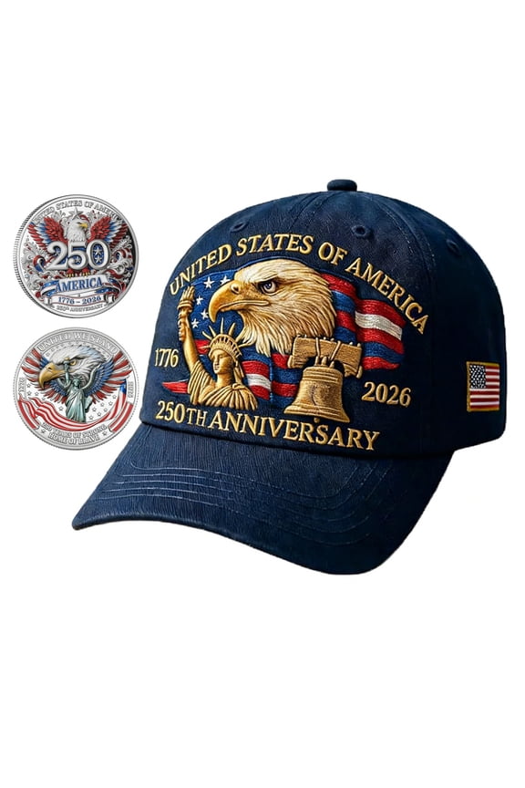 US 250th Anniversary Cap with Badge,1776-2026 250 Year American Tribute Hat,Embroidered Patriotic Eagle Baseball Cap
