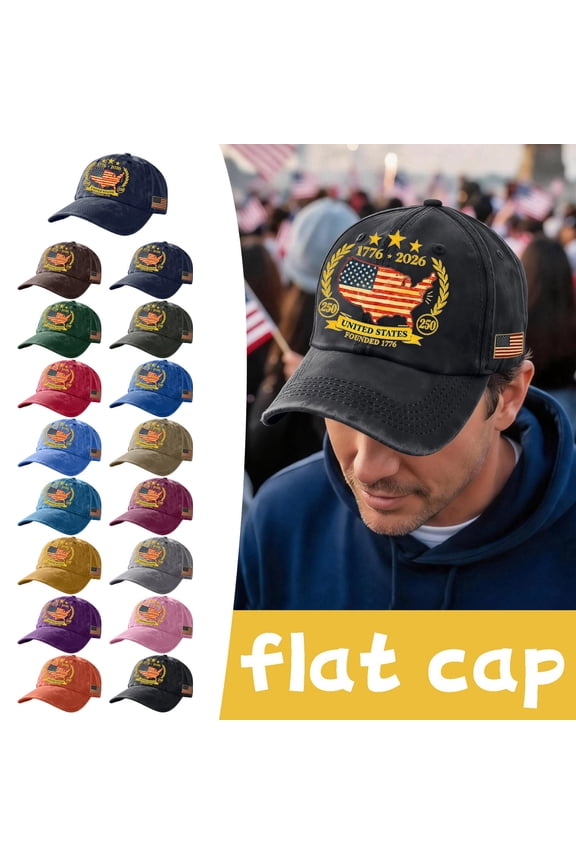 US 250th Anniversary Celebration Casual Hat Adjustable 1776-2026 Patriotic Cap for Men Women,Sky Blue