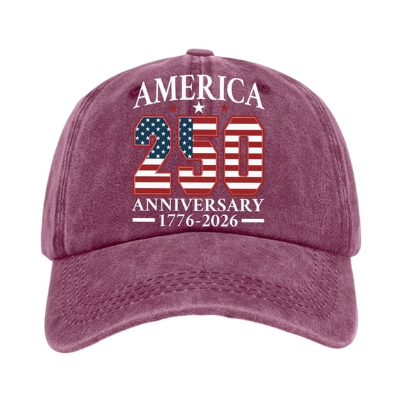 US 250th Anniversary Celebration Casual Hat Cool Washed Distressed Adjustable 1776-2026 Patriotic Baseball Cap for Men Women,Wine