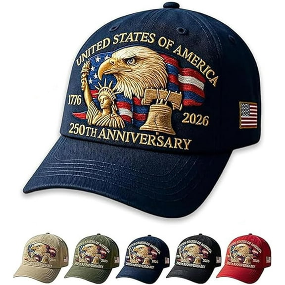 US 250th Anniversary Celebration Hat, Adjustable Retro Bald Eagle Patriotic Cap for Men Women,Use Embroidered Patch