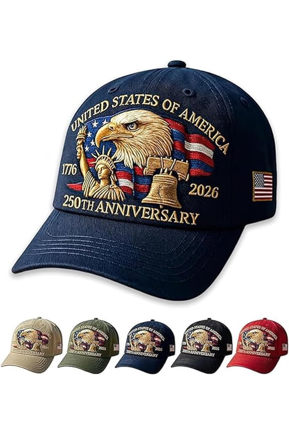 US 250th Anniversary Celebration Hat, Adjustable Retro Bald Eagle Patriotic Cap for Men Women,Use Embroidered Patch
