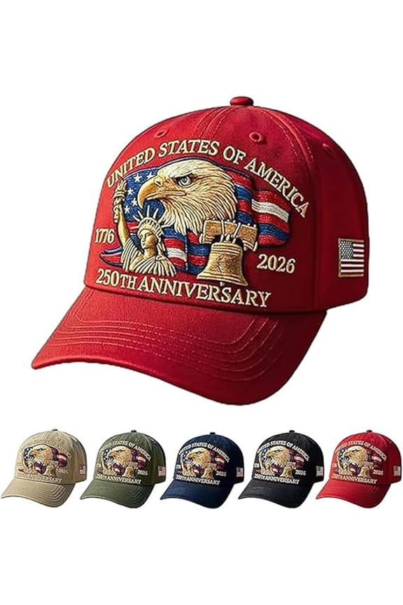US 250th Anniversary Celebration Hat, Adjustable Retro Bald Eagle Patriotic Cap for Men Women,Use Embroidered Patch