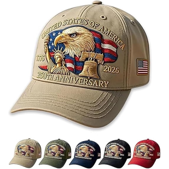 US 250th Anniversary Celebration Hat, Adjustable Retro Bald Eagle Patriotic Cap for Men Women By PULMCheerger