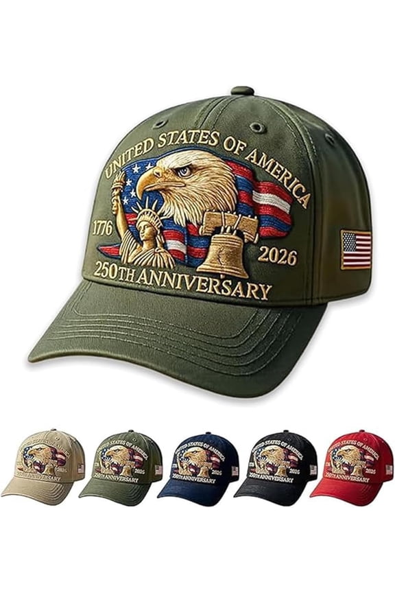 US 250th Anniversary Celebration Hat, Adjustable Retro Bald Eagle Patriotic Cap for Men Women By PULMCheerger