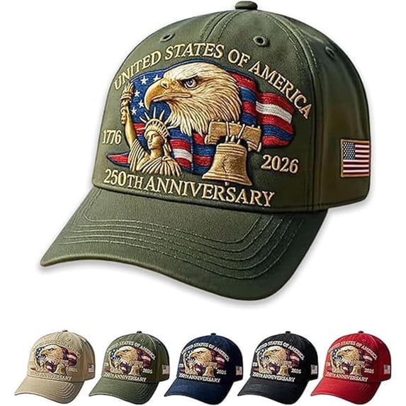 US 250th Anniversary Celebration Hat, Adjustable Retro Bald Eagle Patriotic Cap for Men Women By PULMCheerger