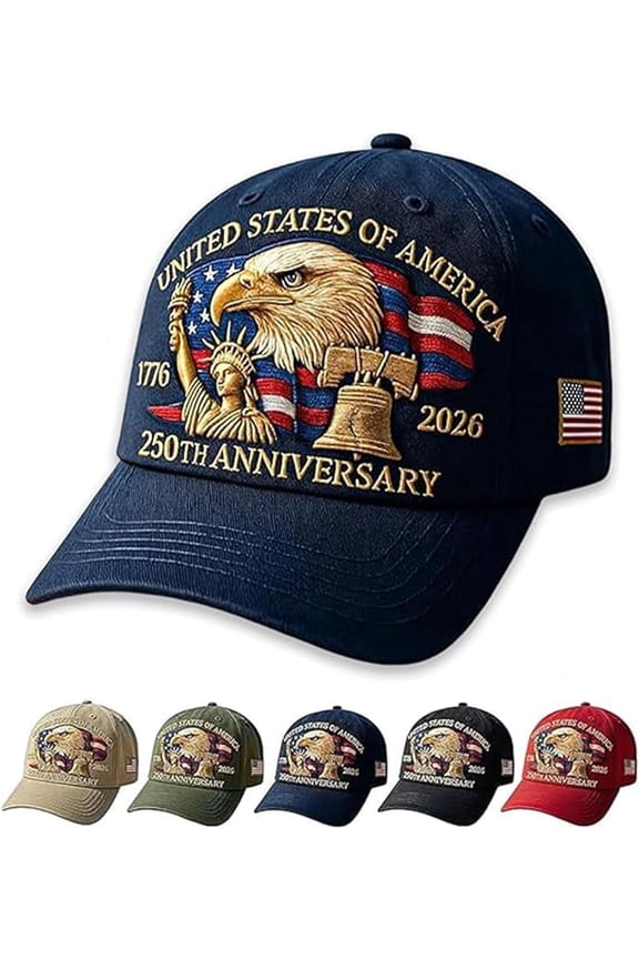 US 250th Anniversary Celebration Hat, Adjustable Retro Bald Eagle Patriotic Cap for Men Women By PULMCheerger