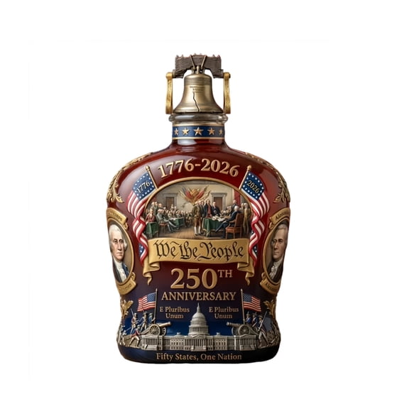 US 250th Anniversary Commemorative Whiskey Bottle, We The People Heritage Glass Decanter Set for Whiskey, Bourbon, Scotch or Wine, Patriotic Collector for Anniversaries & History Lovers