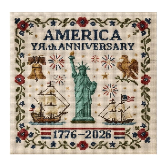 US 250th Anniversary Crossing Stitching Set Crossing Decoration Patriotic