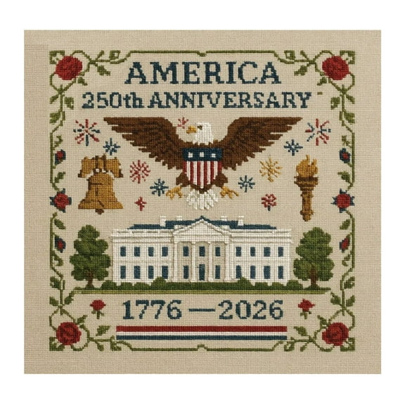 US 250th Anniversary Crossing Stitching Set Memorial Embroidery Starter Set Count Format Gift Patriotic Crossing